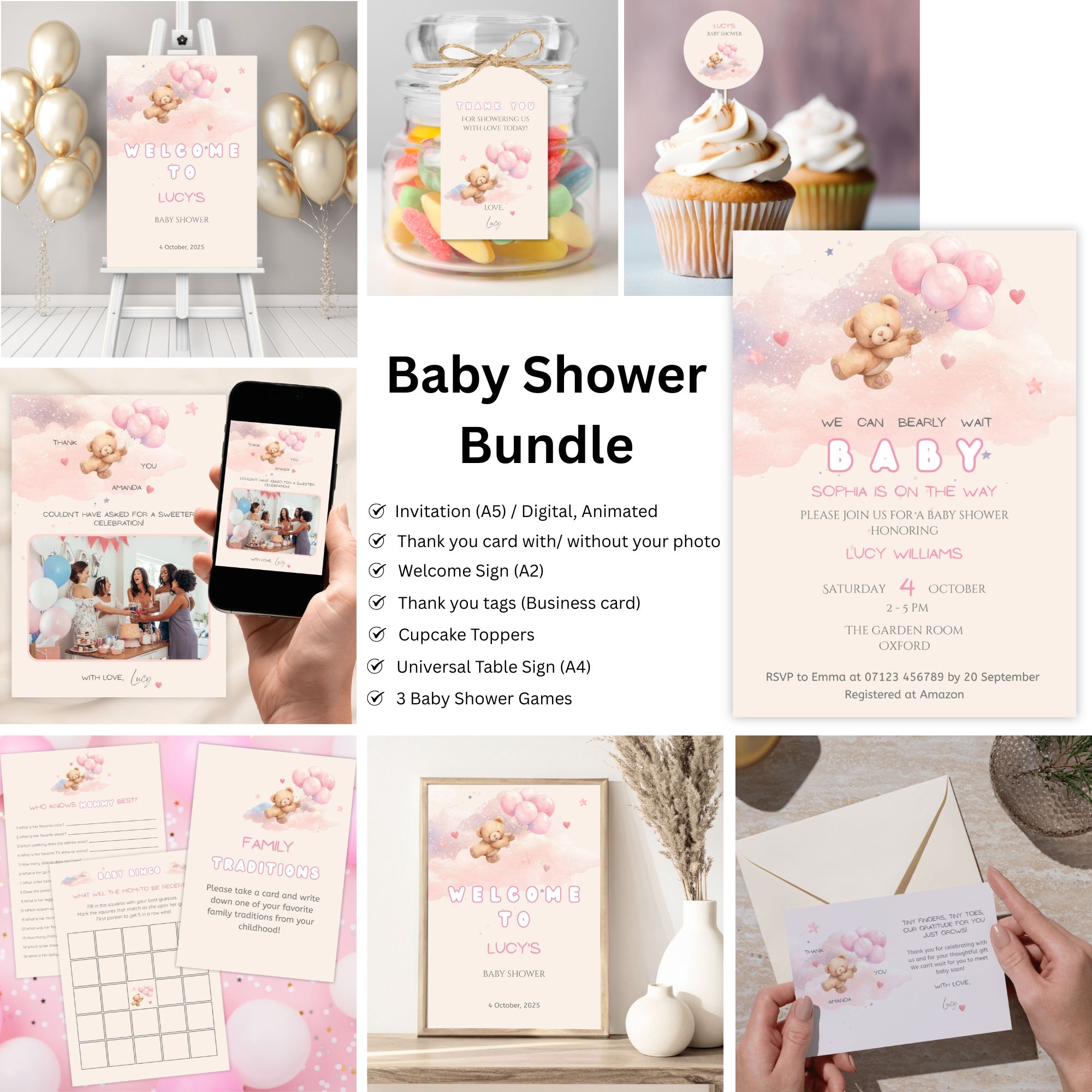 Teddy & Co. Bundle Pink Balloons