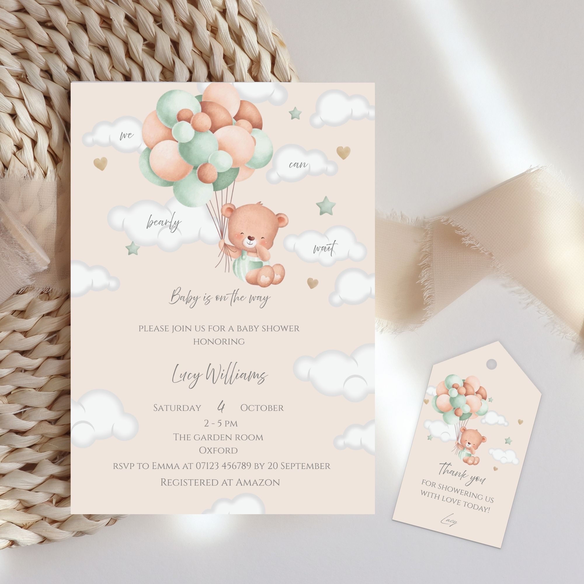 Little Teddybear Invitation Green